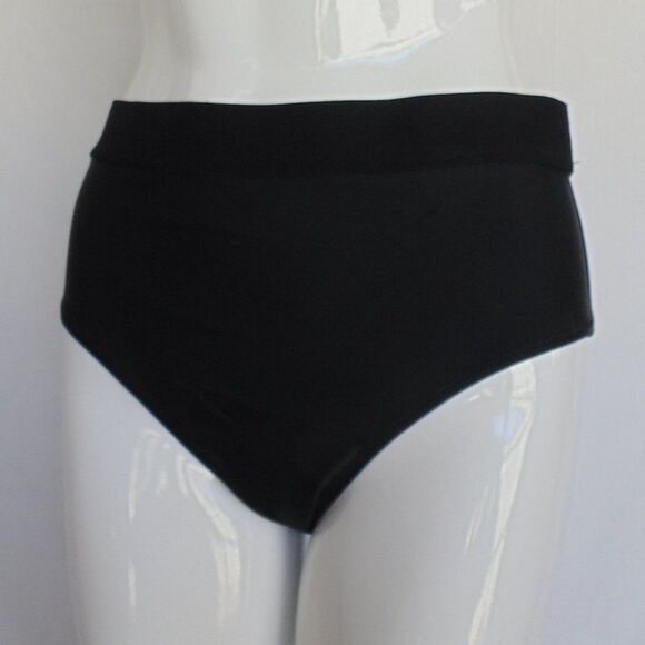 new CUPSHE Bikini Bottom, 0X, Solid Black, Mid-high waist, modest cut - Picture 3 of 9